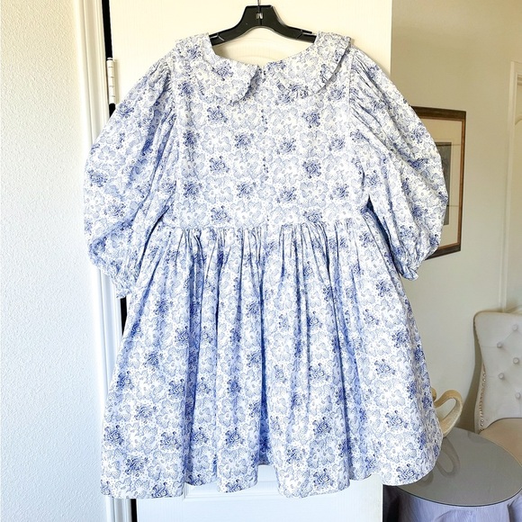 Selkie Mary Jane Puff Dress Cottagecore Milkflower Blue White Size 1X EUC - Picture 9 of 13